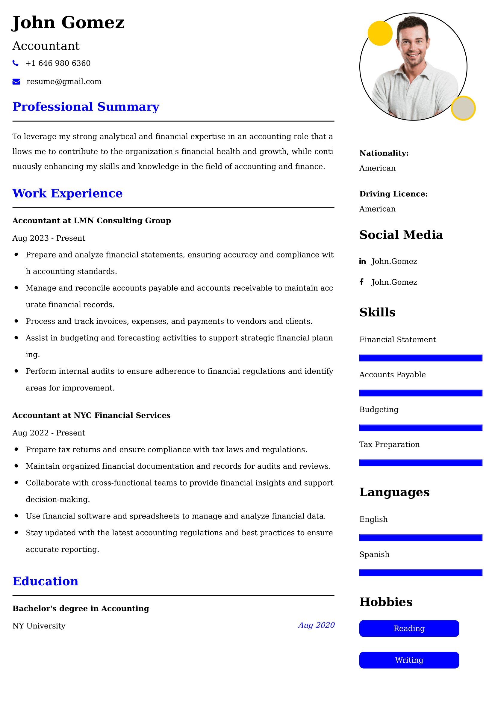 Accountant Resume Examples - Brazilian Format, Latest Template