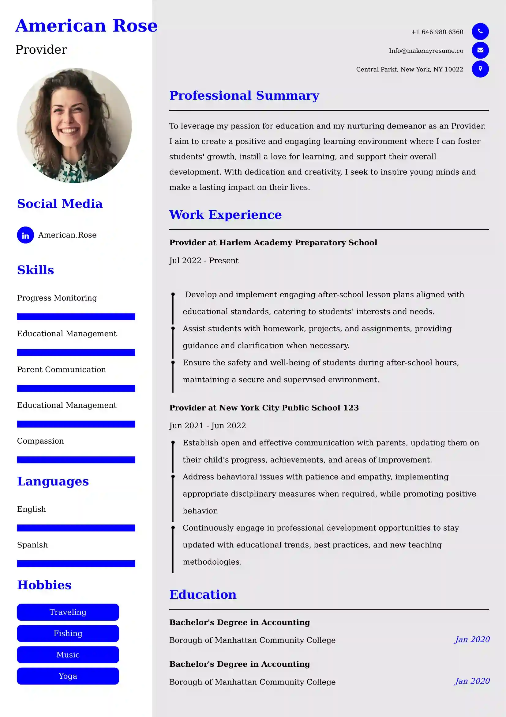 Provider Resume Examples - Brazilian Format, Latest Template