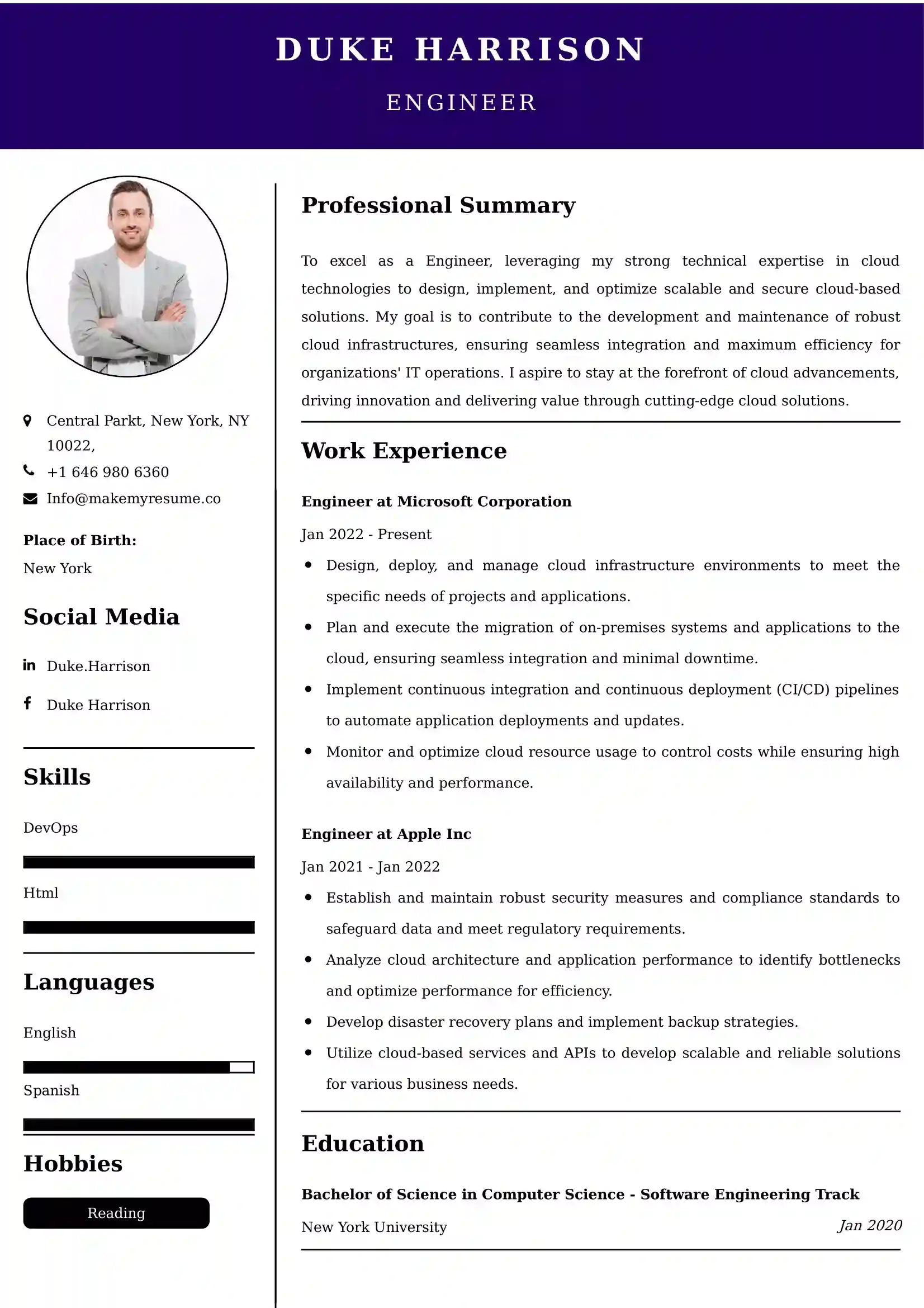 Engineer Resume Examples - Brazilian Format, Latest Template
