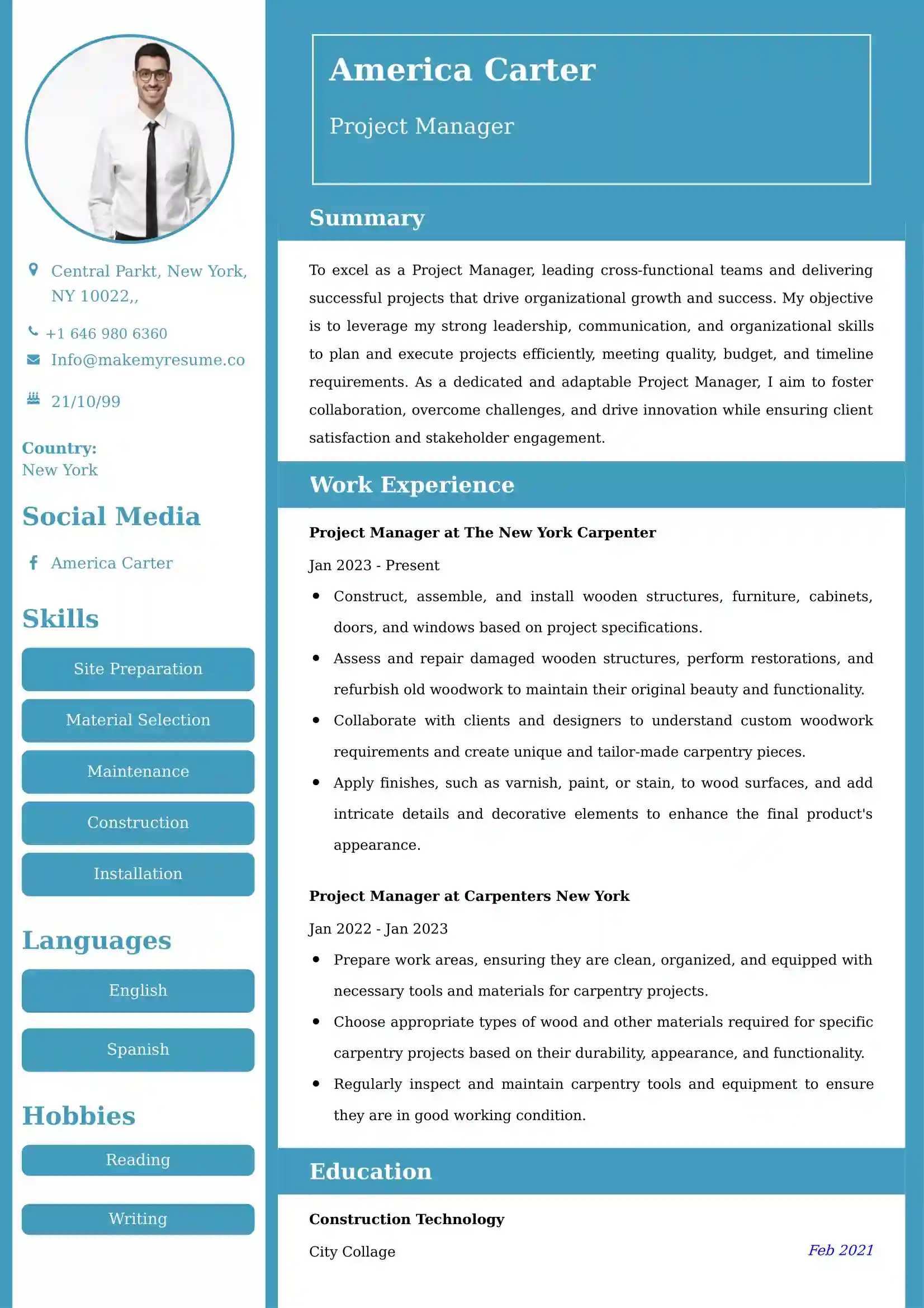 Project Manager Resume Examples - Brazilian Format, Latest Template