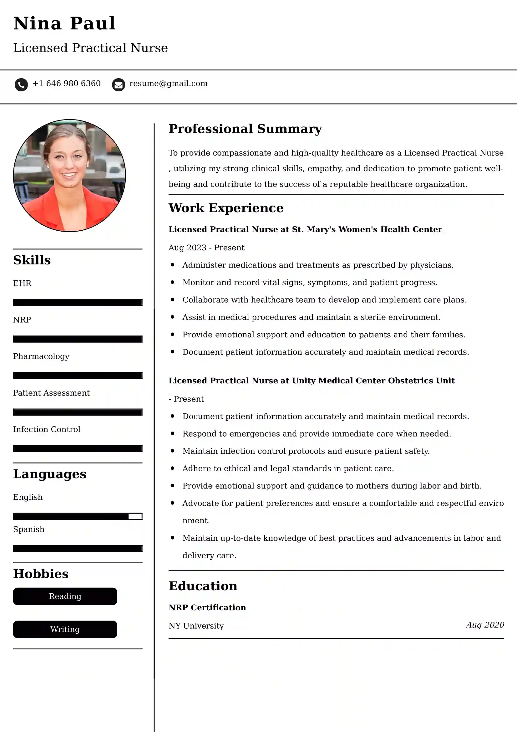 Lpn Resume Examples - Brazilian Format, Latest Template