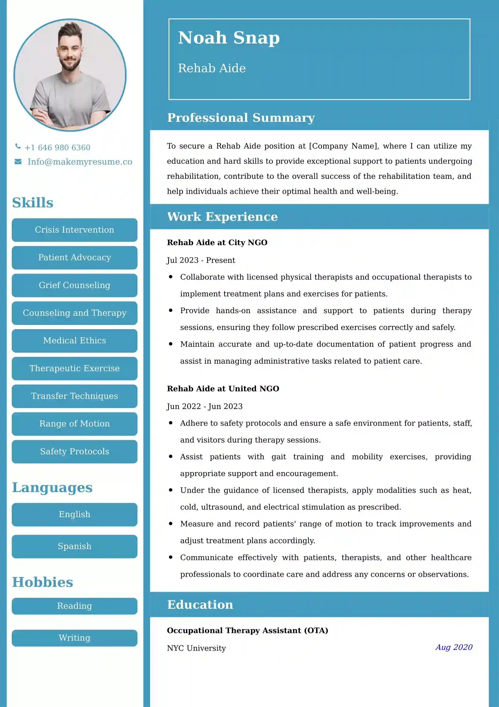 Rehab Aide Resume Examples - Brazilian Format, Latest Template