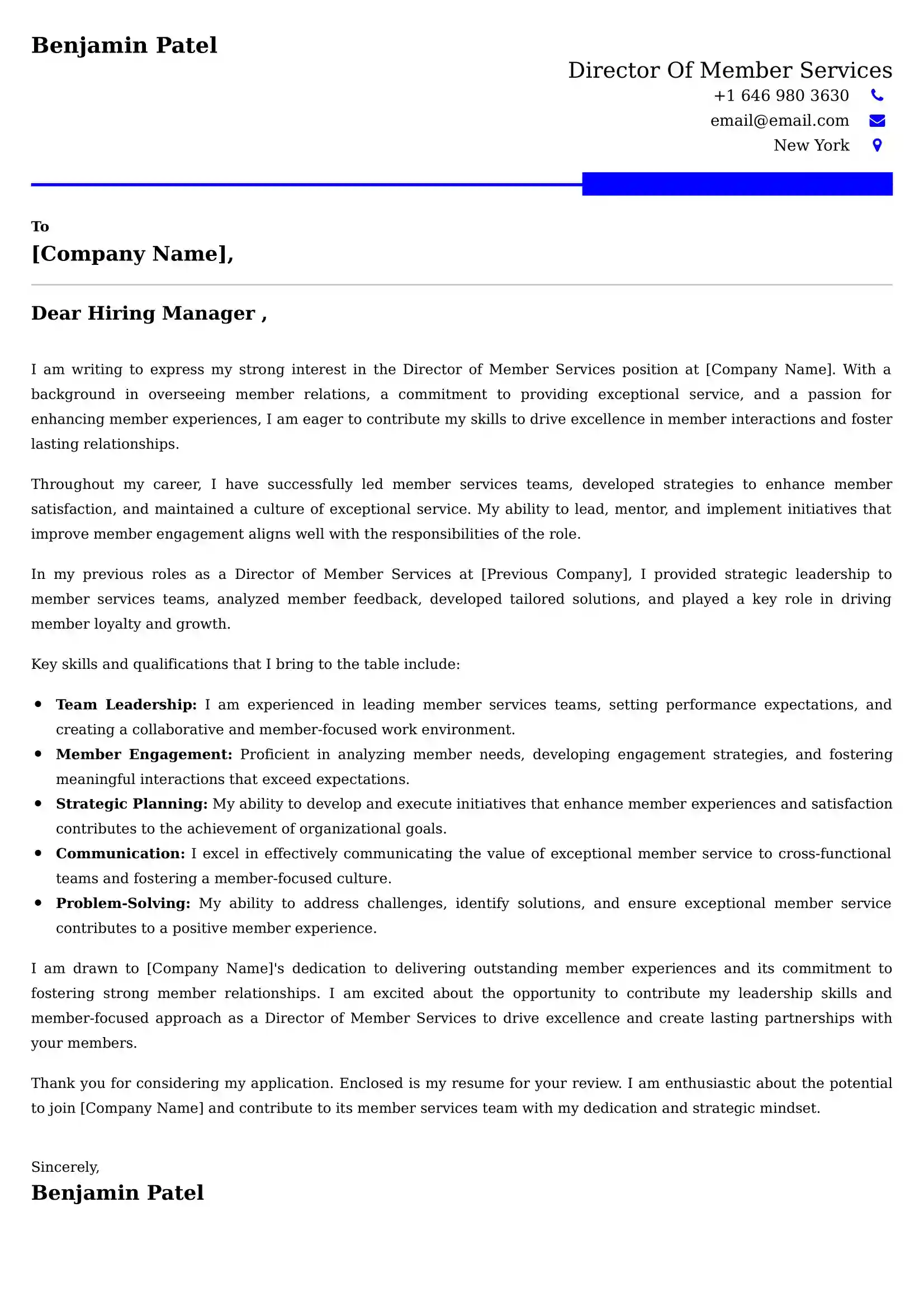 Director Of Member Services Cover Letter Examples -Latest Brazilian Templates