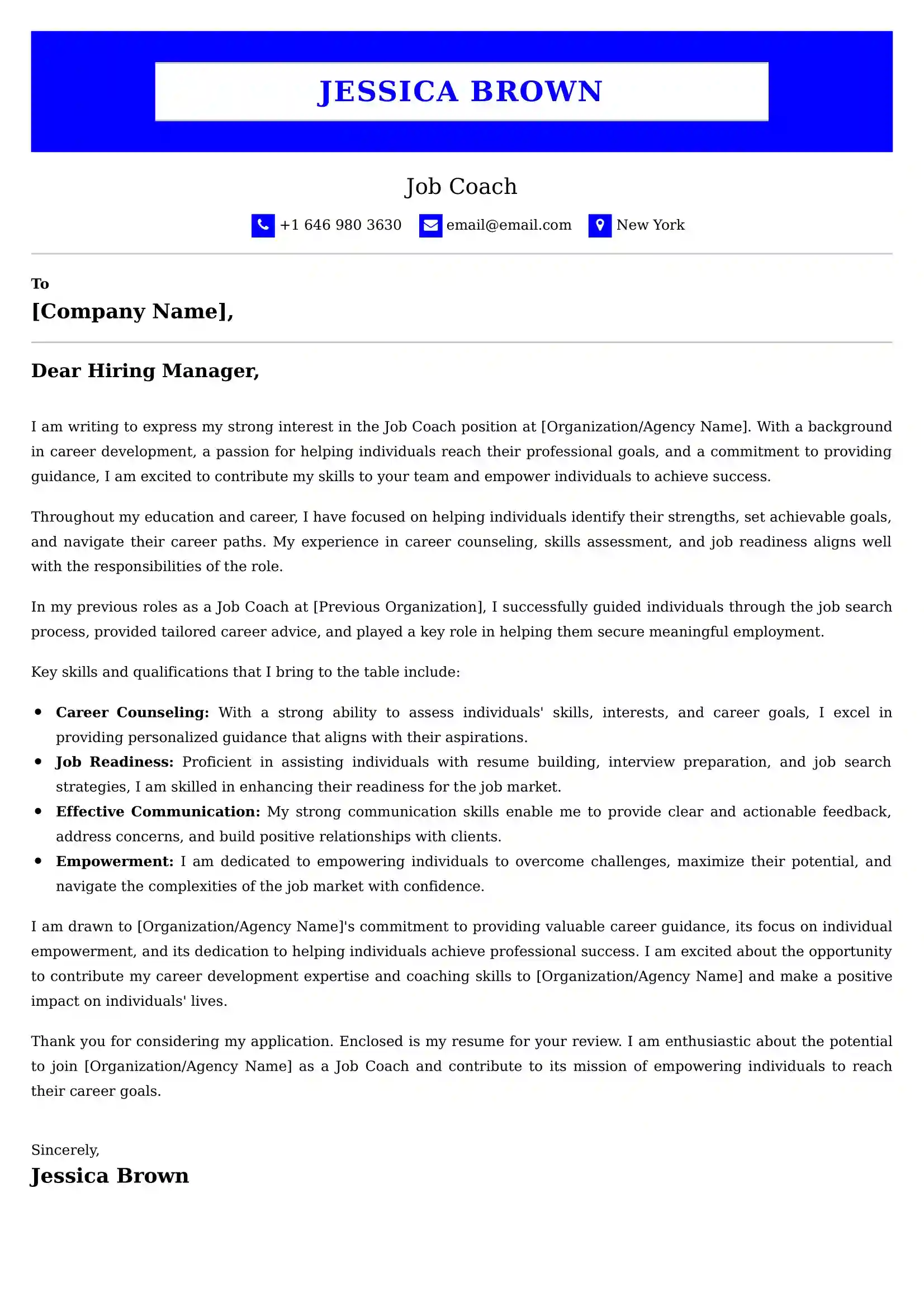 Job Coach Cover Letter Examples -Latest Brazilian Templates